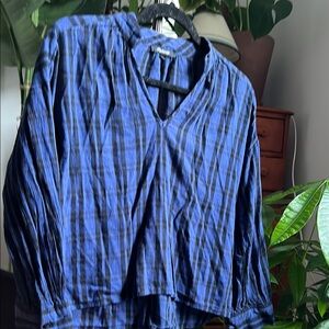 Madewell, monk collar Striped Blouse